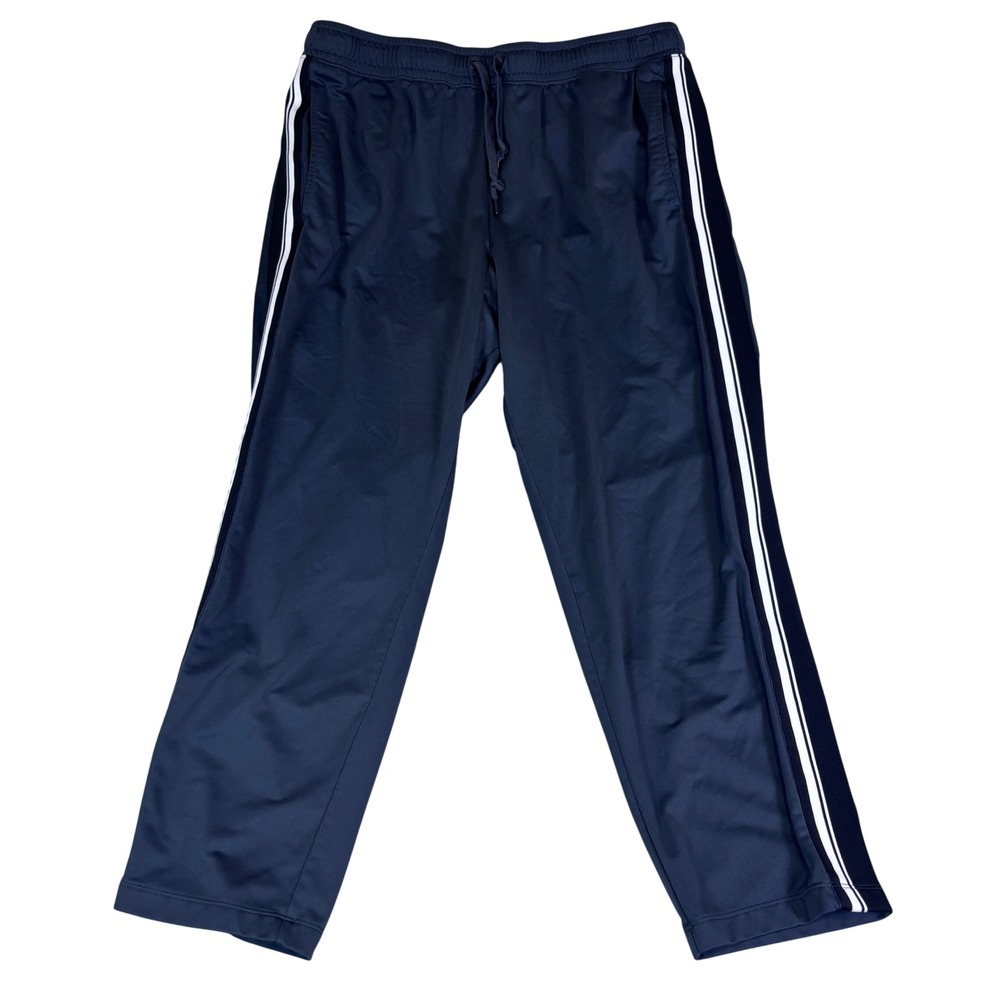 Athletic Works Mens 2XL Track Pants Charcoal Gray White Side Stripe Activewear